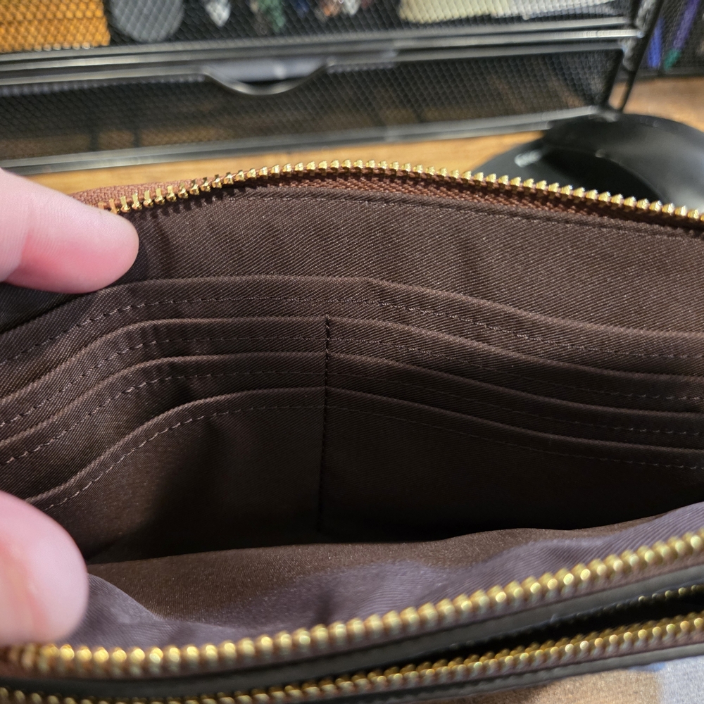 Coach Pebbled Leather Wristlet - Brown - Picture 4 of 9